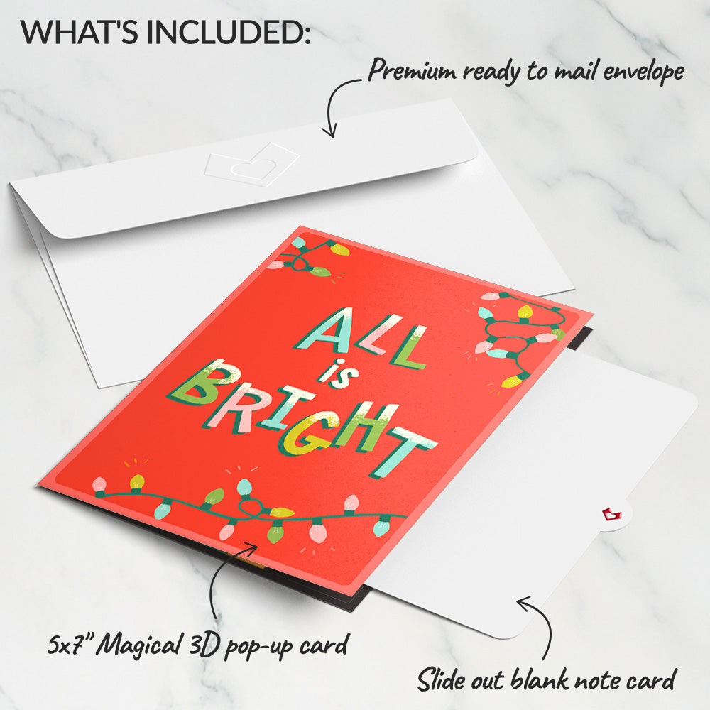 All Is Bright Holiday Reindeer Light-Up Pop-Up Card