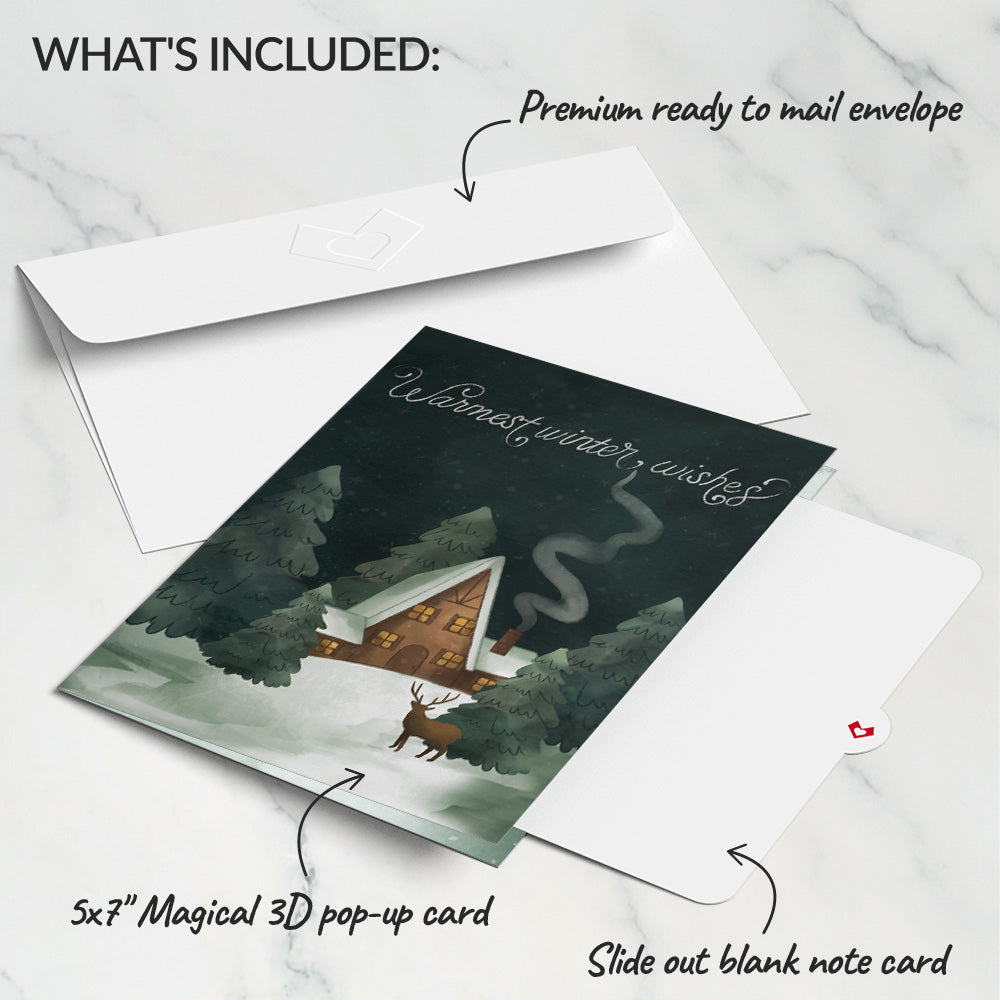 Winter Wishes Mountain Village Light-Up Pop-Up Card