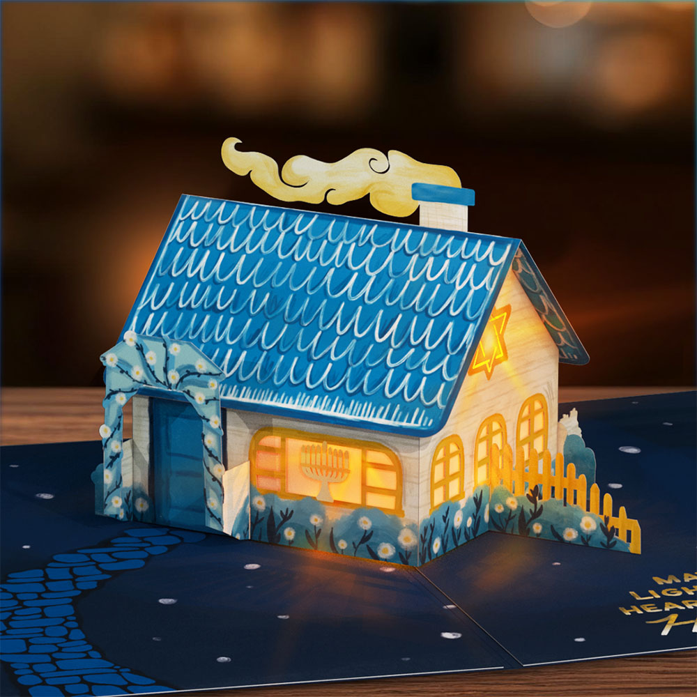 Home for Hanukkah Light-Up Pop-Up Card