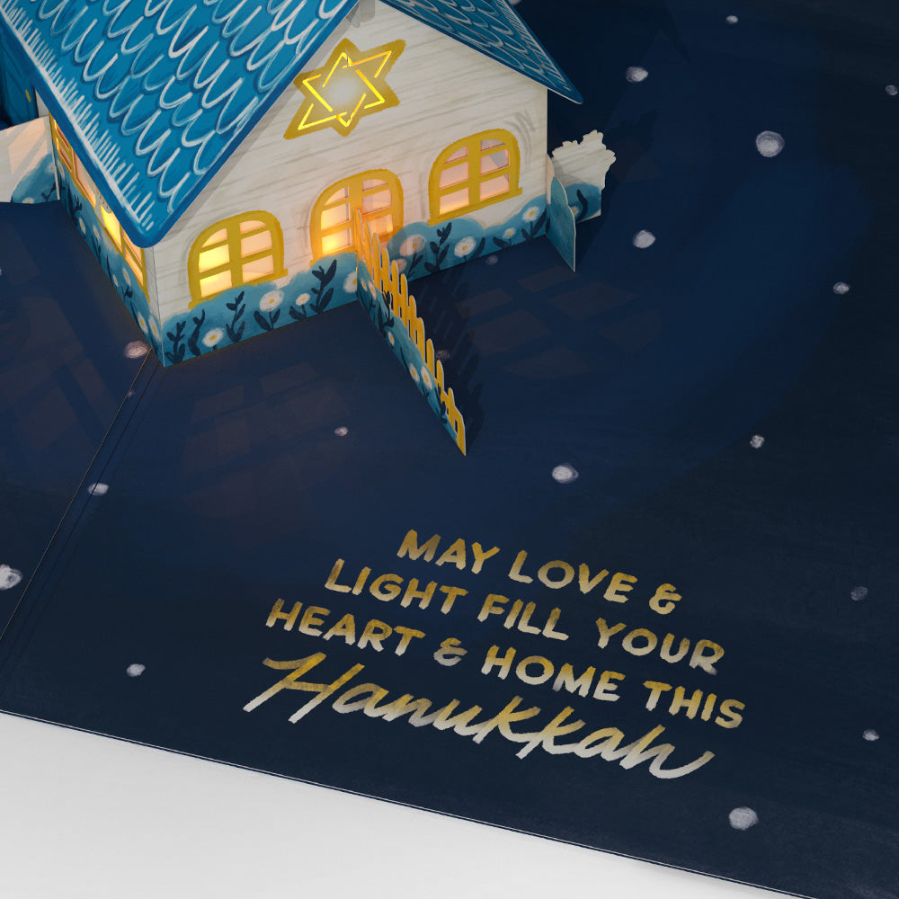 Home for Hanukkah Light-Up Pop-Up Card
