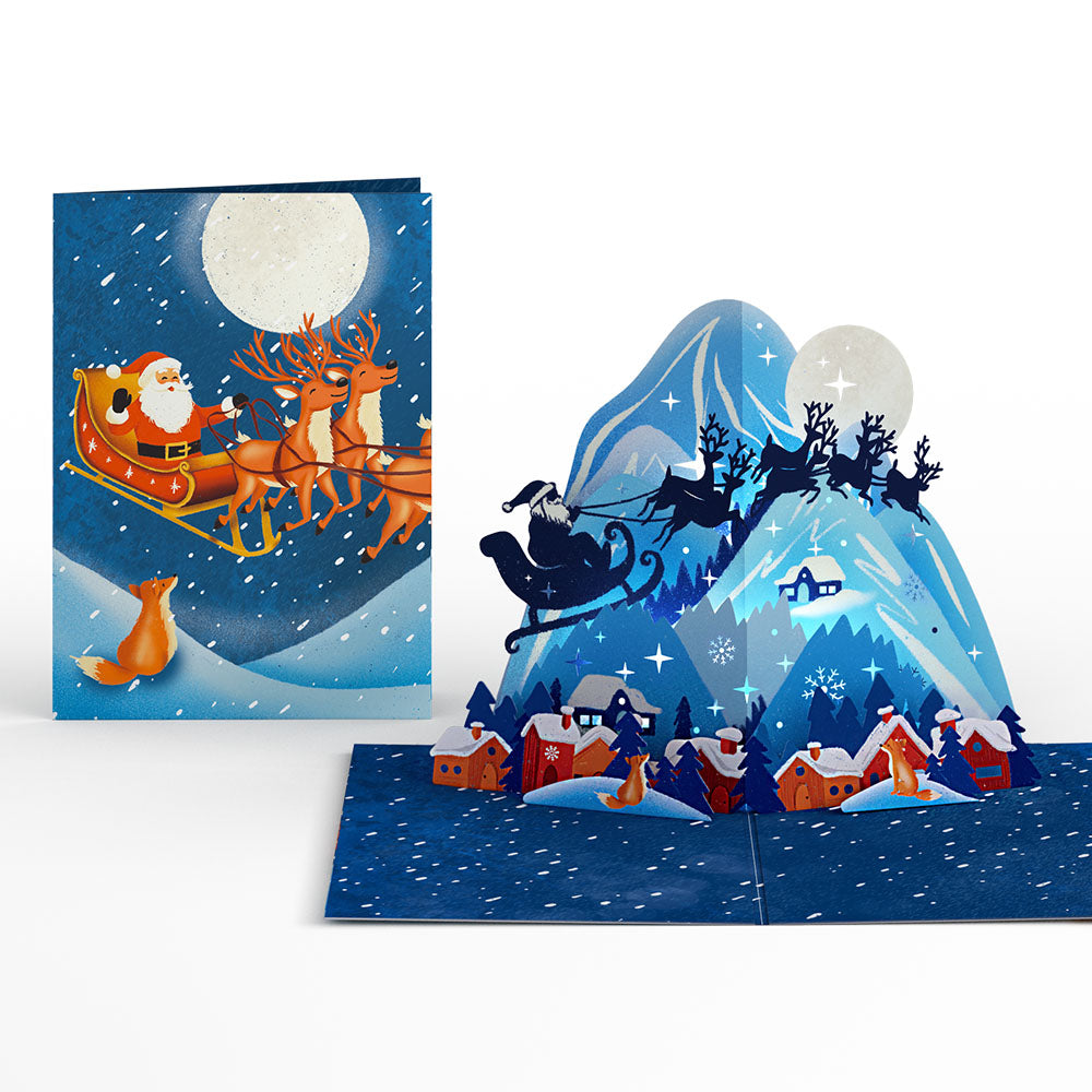 Christmas Eve Sleigh Ride Music and Lights Pop-Up Card