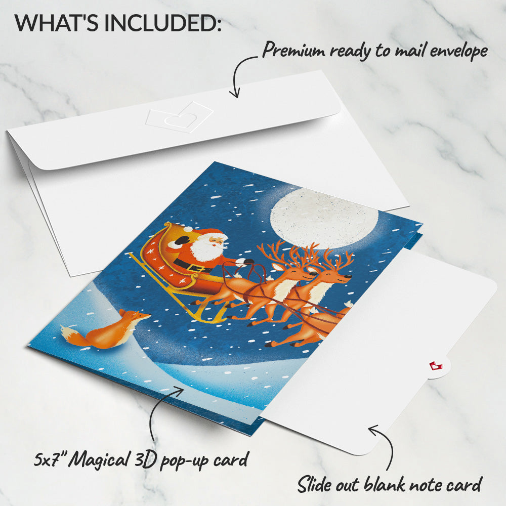Christmas Eve Sleigh Ride Music and Lights Pop-Up Card