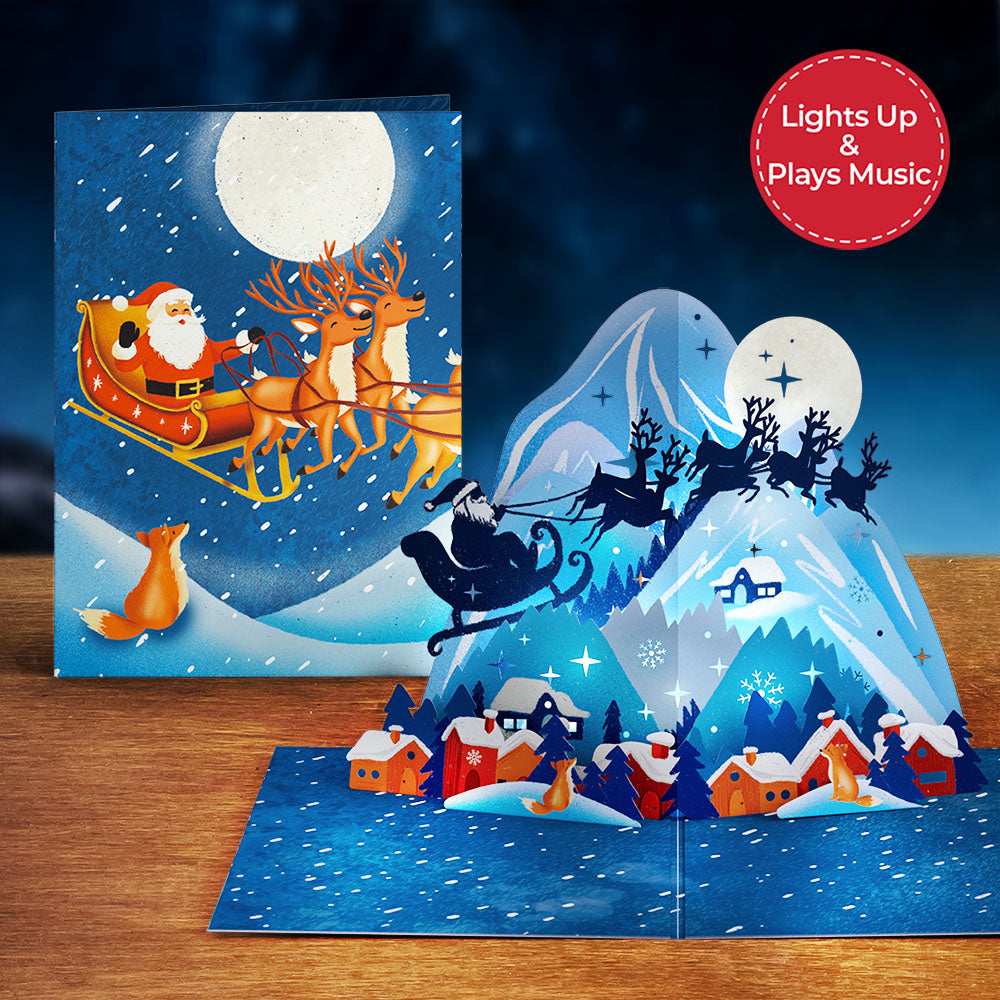 Christmas Eve Sleigh Ride Music and Lights Pop-Up Card