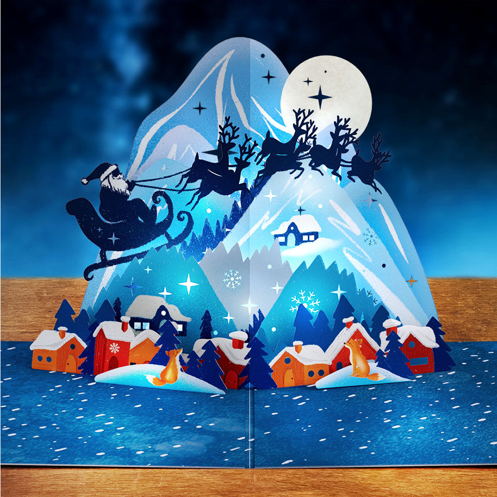 Christmas Eve Sleigh Ride Music and Lights Pop-Up Card