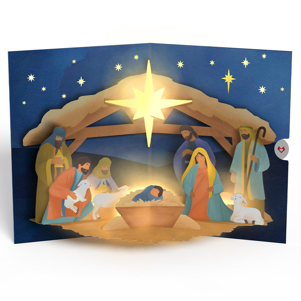 Oh Holy Night Nativity Light-Up Pop-Up Card