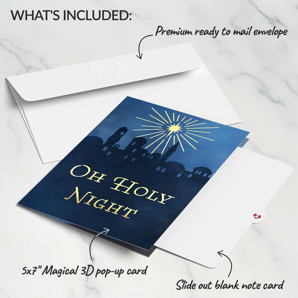 Oh Holy Night Nativity Light-Up Pop-Up Card