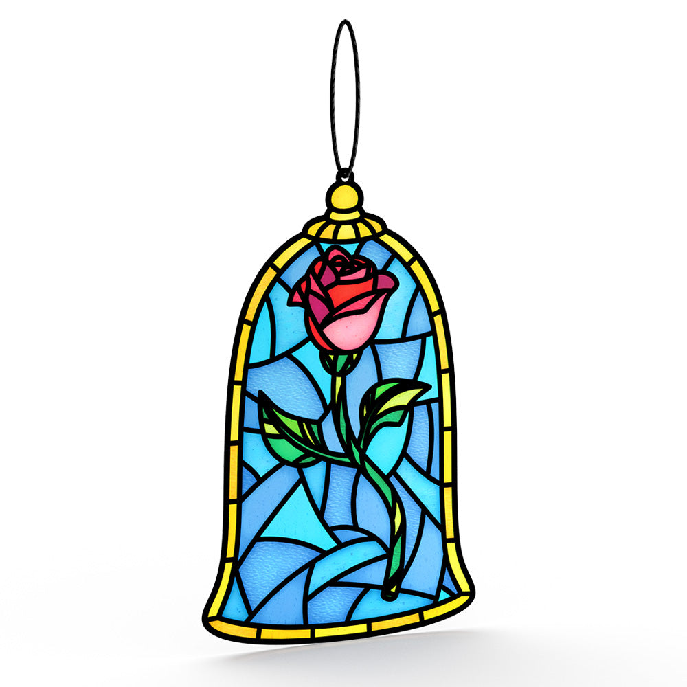 Disney’s Beauty and the Beast Suncatcher Card & Flower Buds Bouquet Bundle