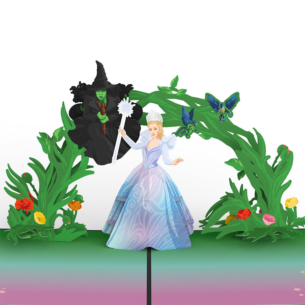 Wicked Elphaba & Glinda We Go Together Like Pink & Green Pop-Up Card Wicked Elphaba & Glinda We Go Together Like Pink & Green Pop-Up Card