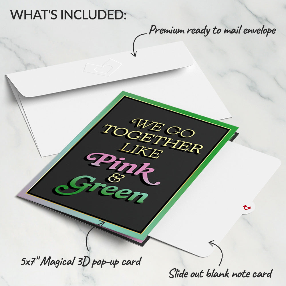 Wicked Elphaba & Glinda We Go Together Like Pink & Green Pop-Up Card