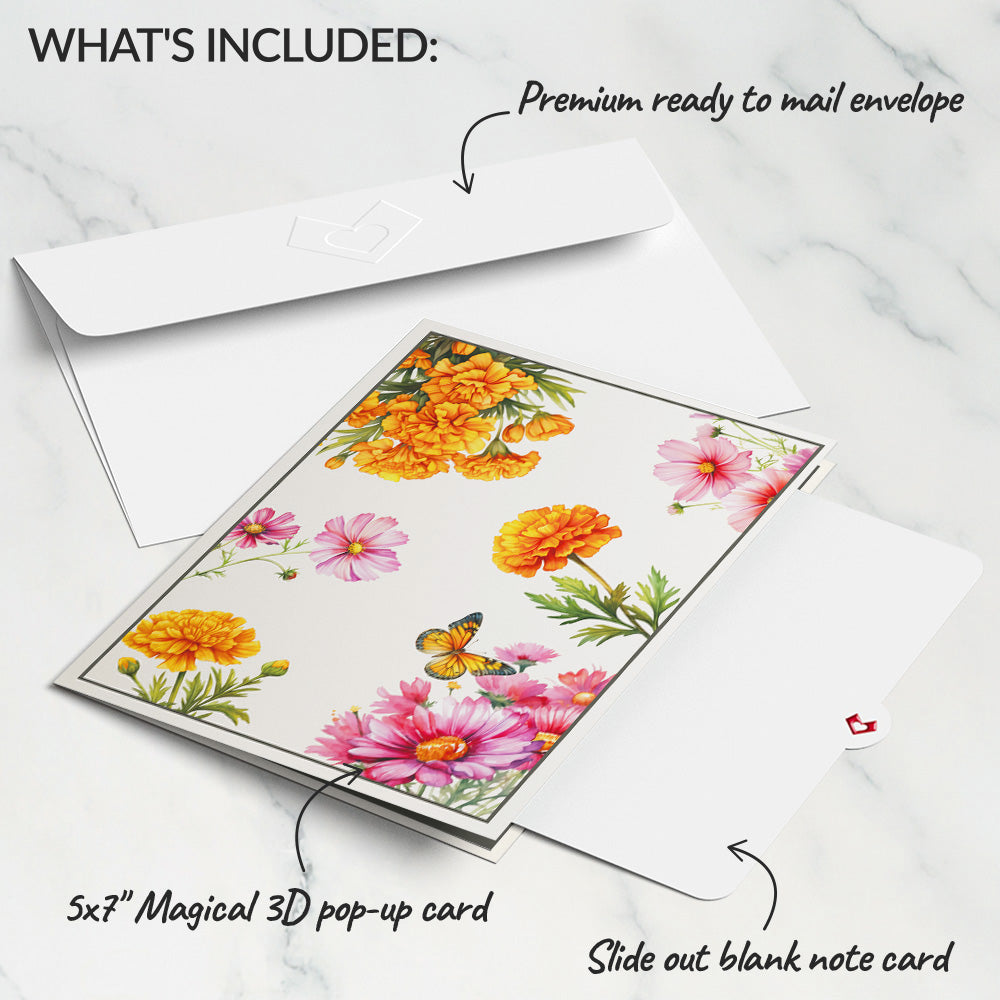 Born to Bloom: October Birth Month Flowers Pop-Up Card