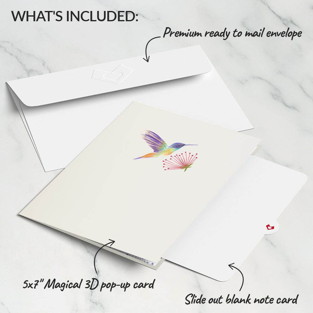 Vibrant Hummingbird Pop-Up Card