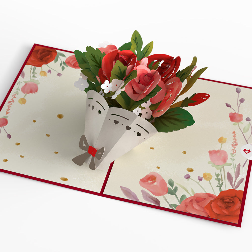 Everlasting Roses Bouquet Pop-Up Card