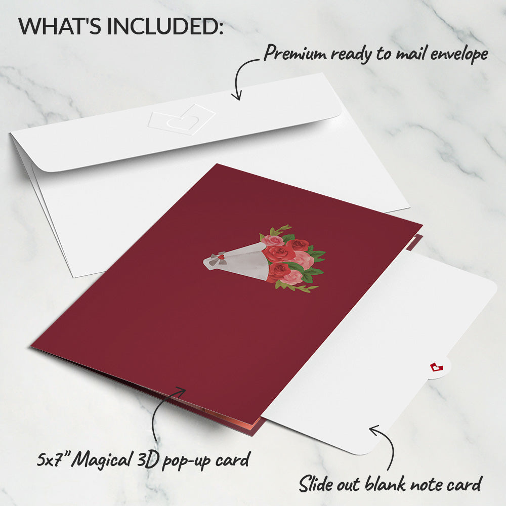 Everlasting Roses Bouquet Pop-Up Card