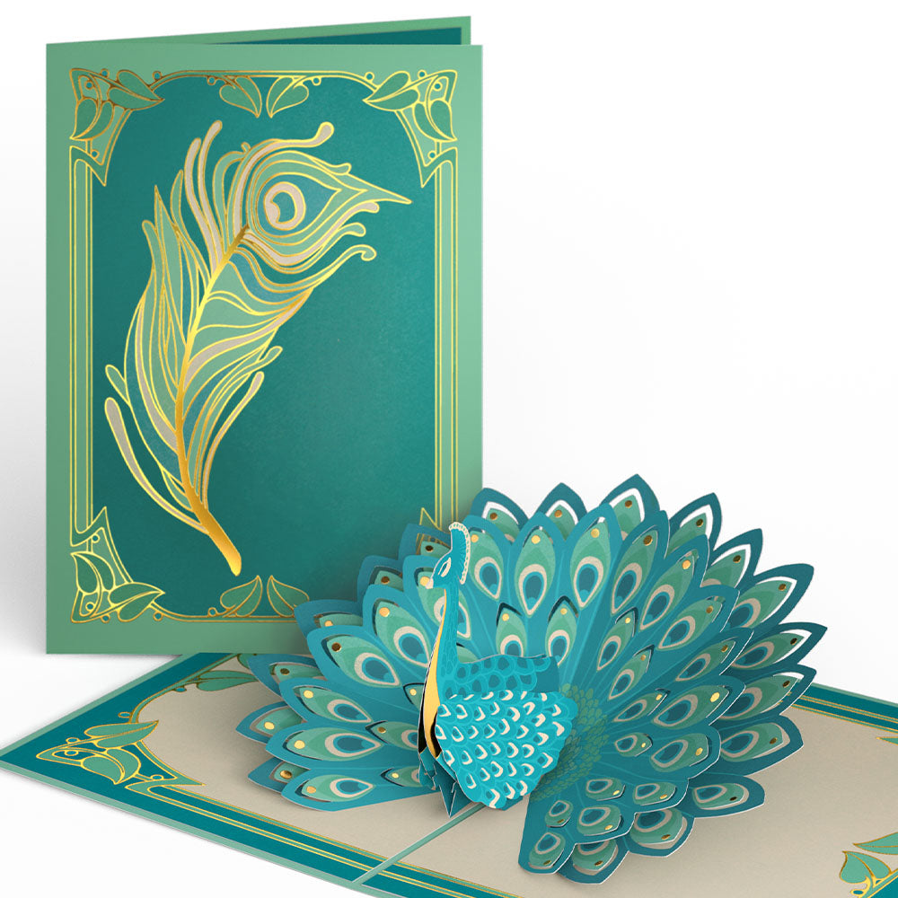 Art Deco Peacock Pop-Up Card