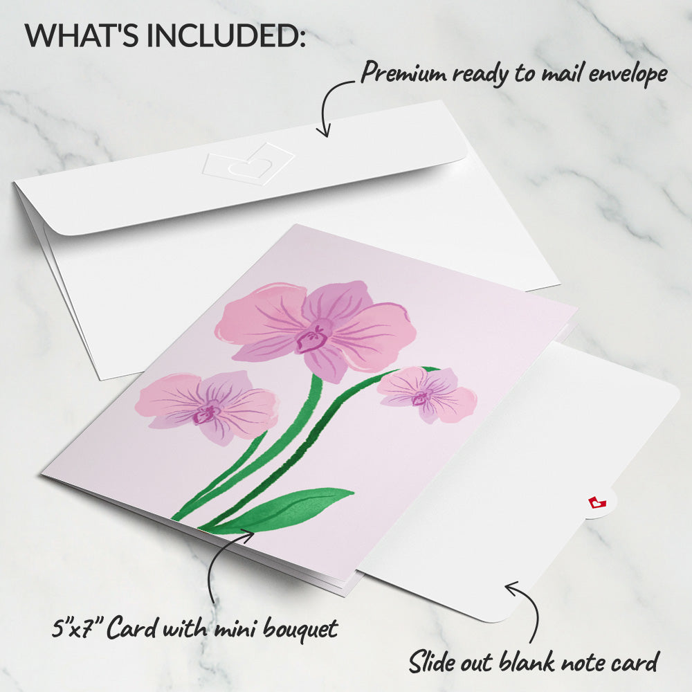 Orchid Card with Mini Bouquet
