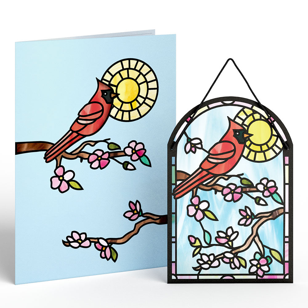 Cheerful Cardinal Suncatcher Card