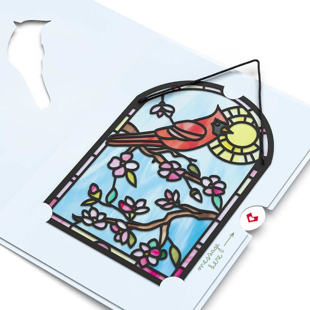 Cheerful Cardinal Suncatcher Card