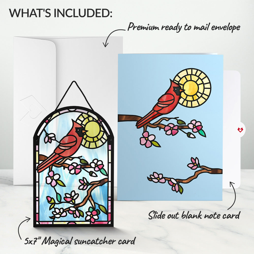 Cheerful Cardinal Suncatcher Card