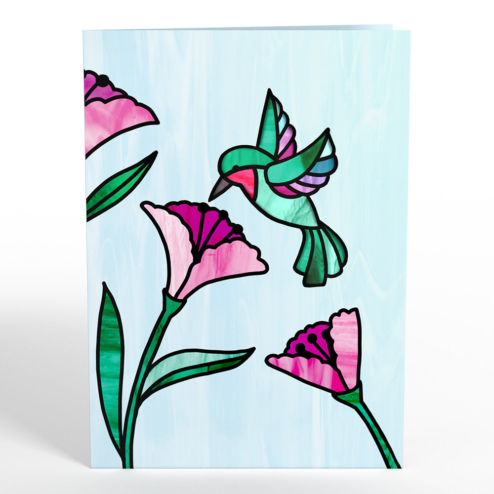 Vibrant Hummingbird Suncatcher Card