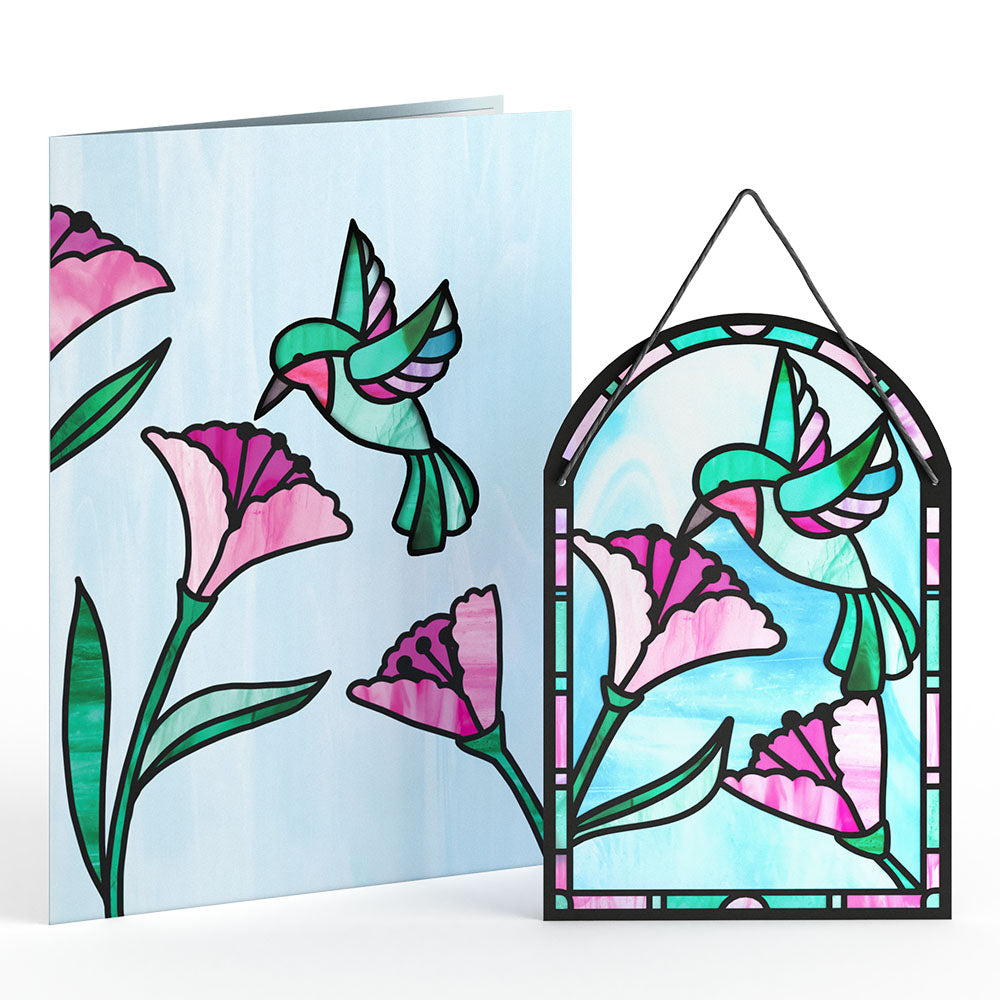 Vibrant Hummingbird Suncatcher Card