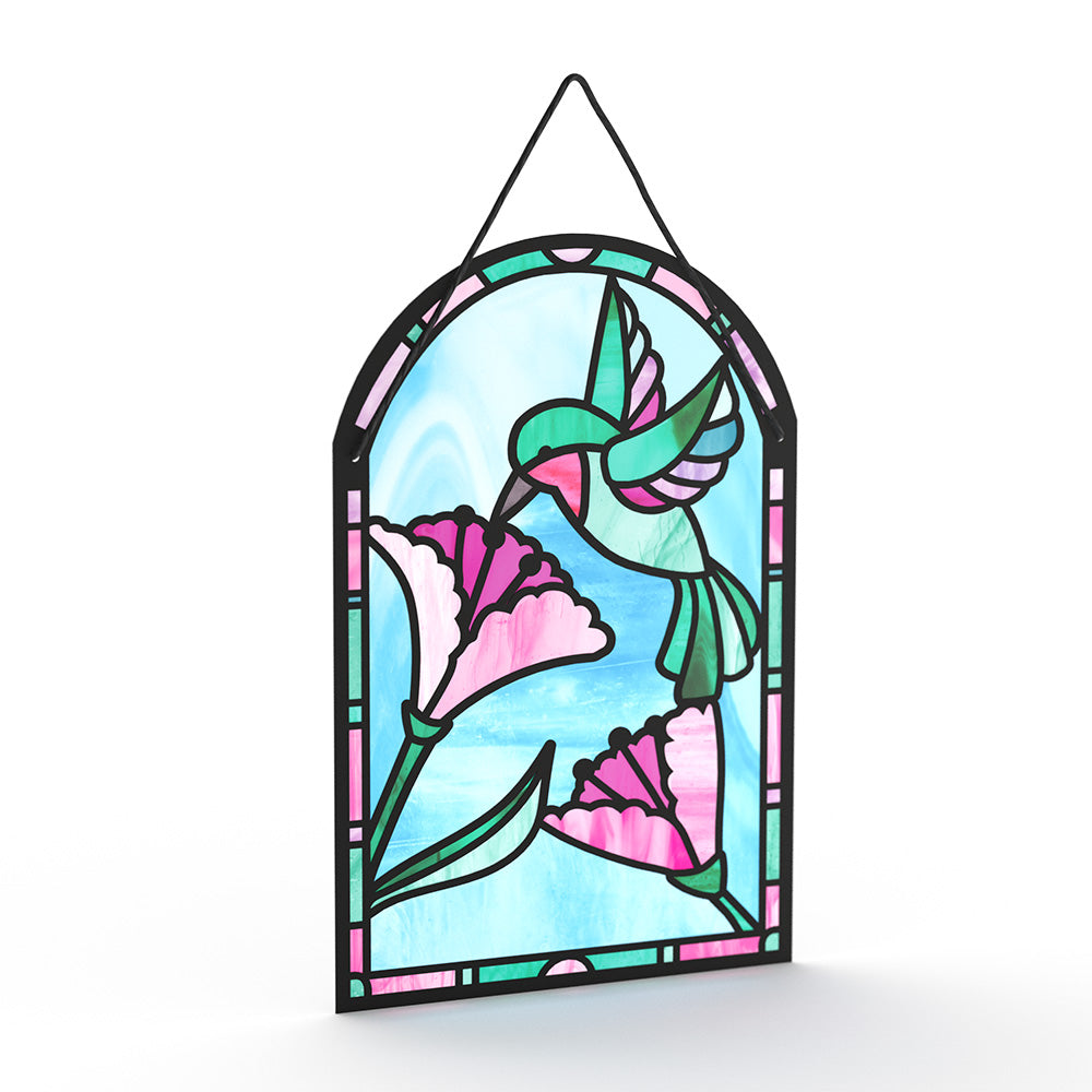 Vibrant Hummingbird Suncatcher Card