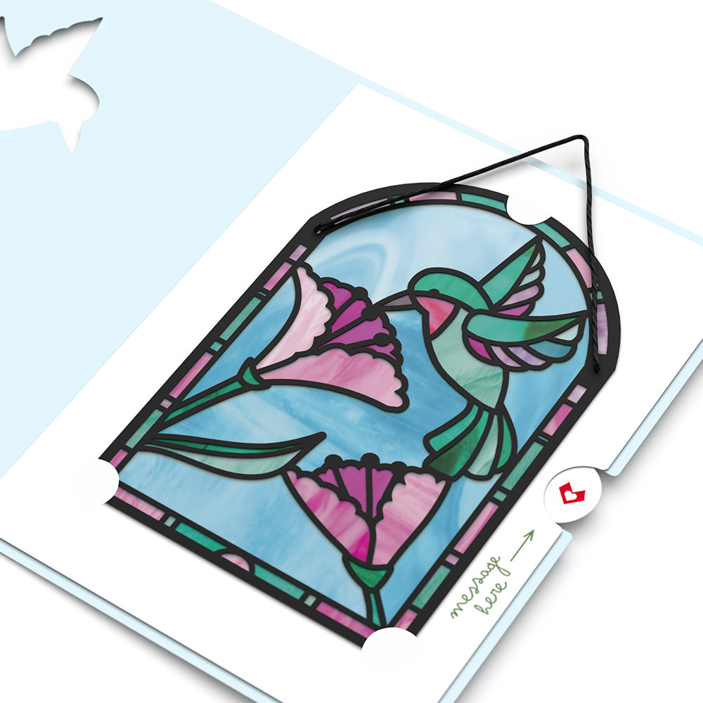 Vibrant Hummingbird Suncatcher Card
