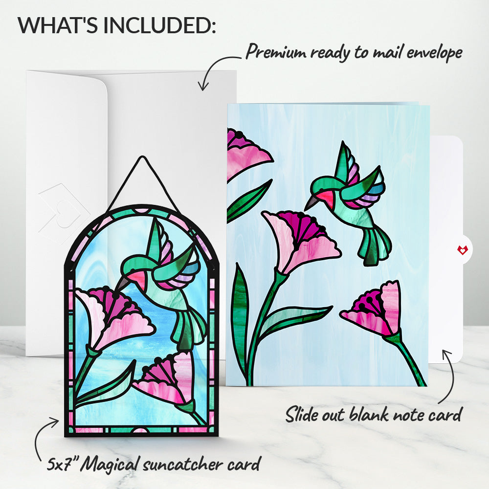 Vibrant Hummingbird Suncatcher Card