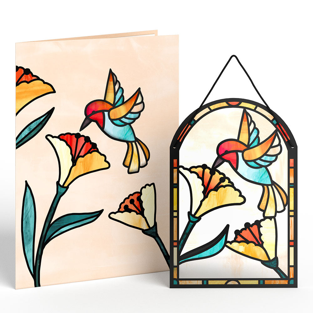 Sparkling Hummingbird Suncatcher Card
