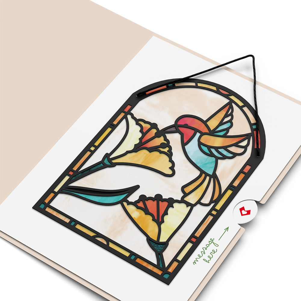 Sparkling Hummingbird Suncatcher Card