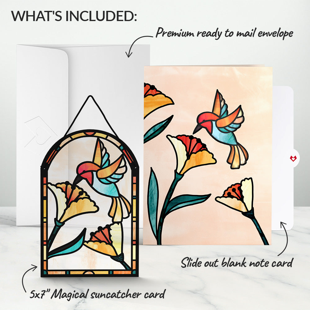 Sparkling Hummingbird Suncatcher Card