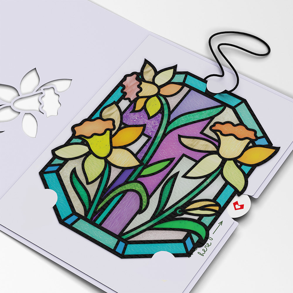 Everlasting Daffodil Suncatcher Card