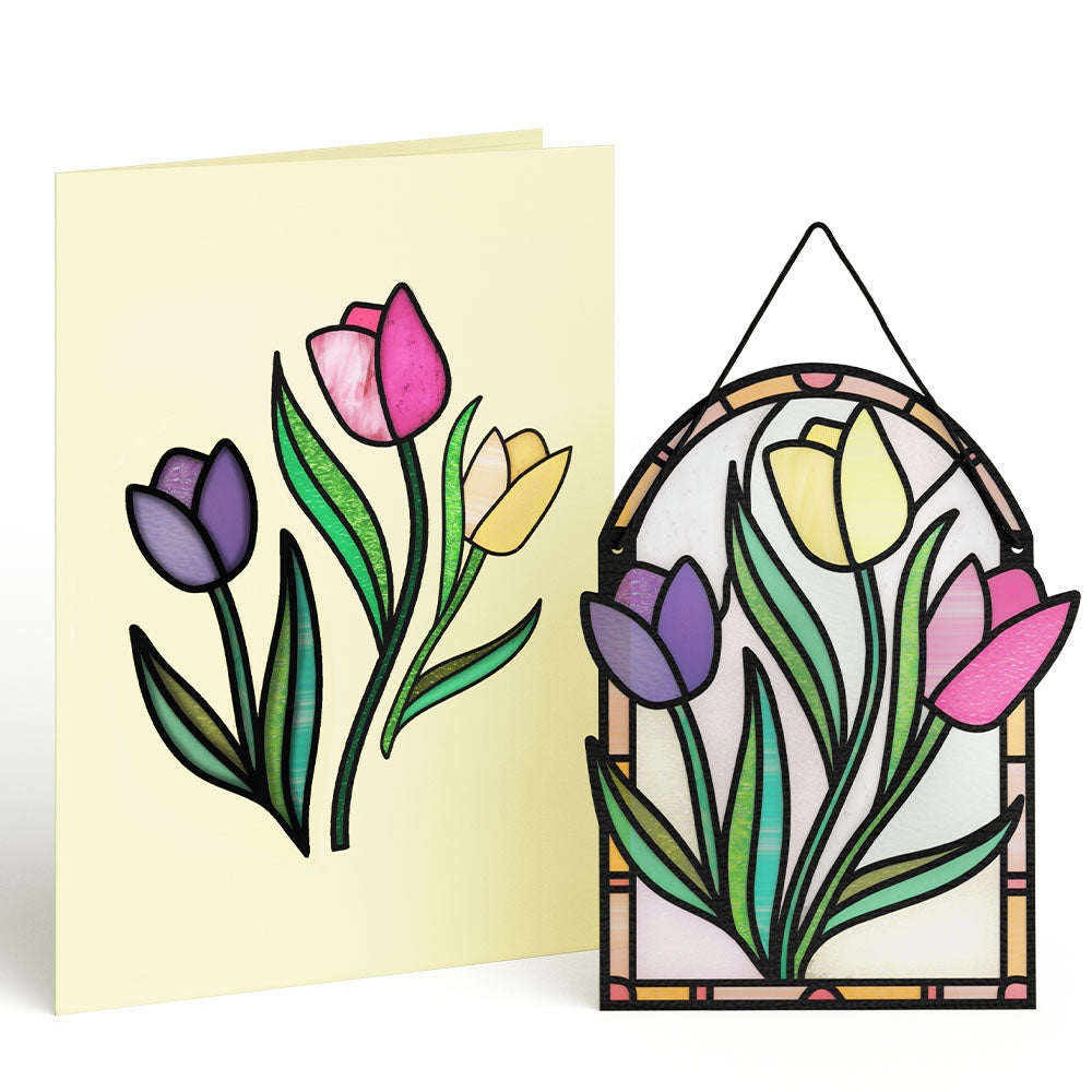 Shimmering Tulips Suncatcher Card