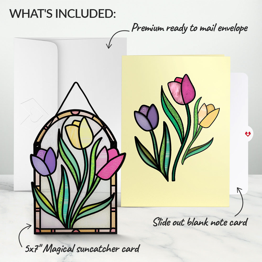 Shimmering Tulips Suncatcher Card