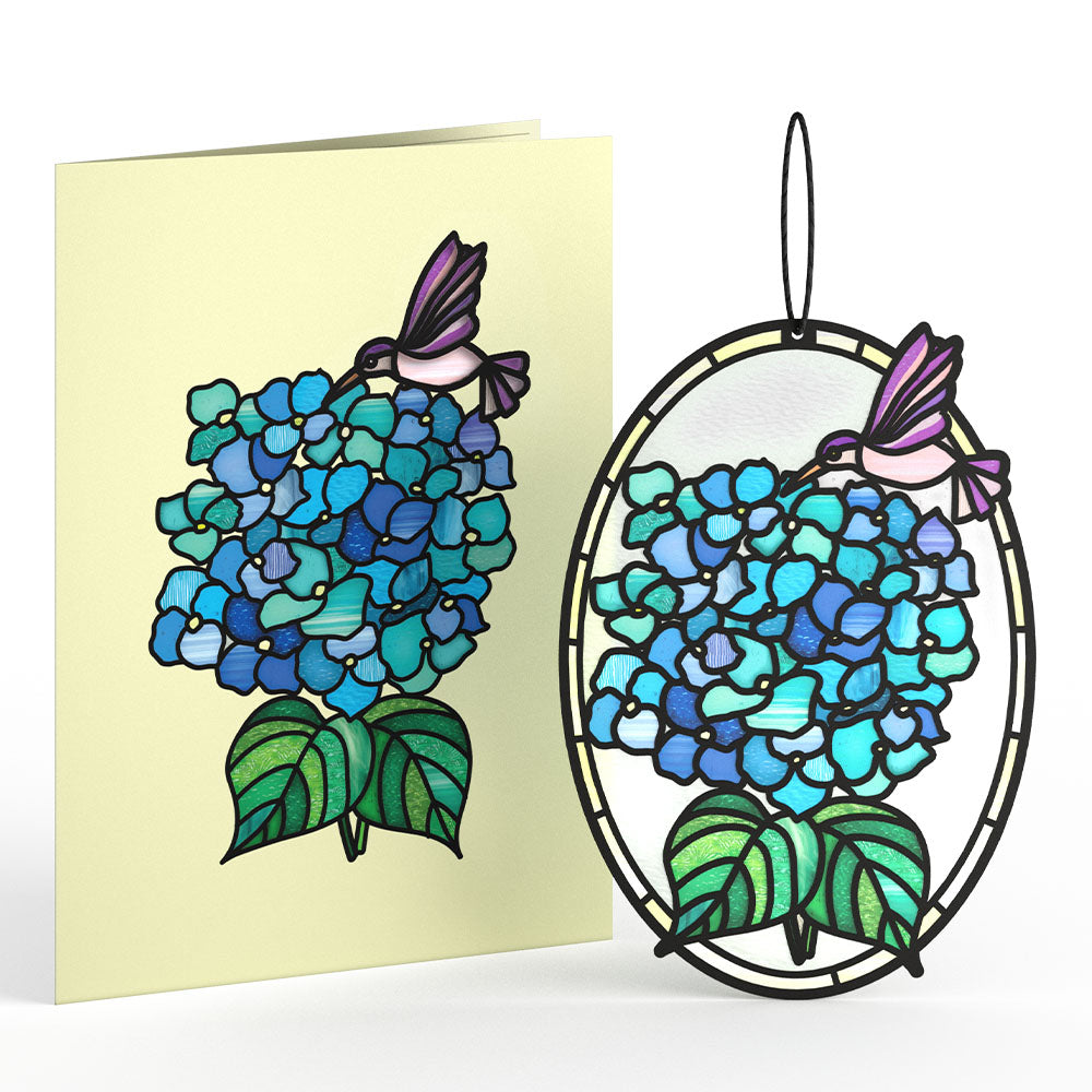 Blooming Hydrangeas Suncatcher Card
