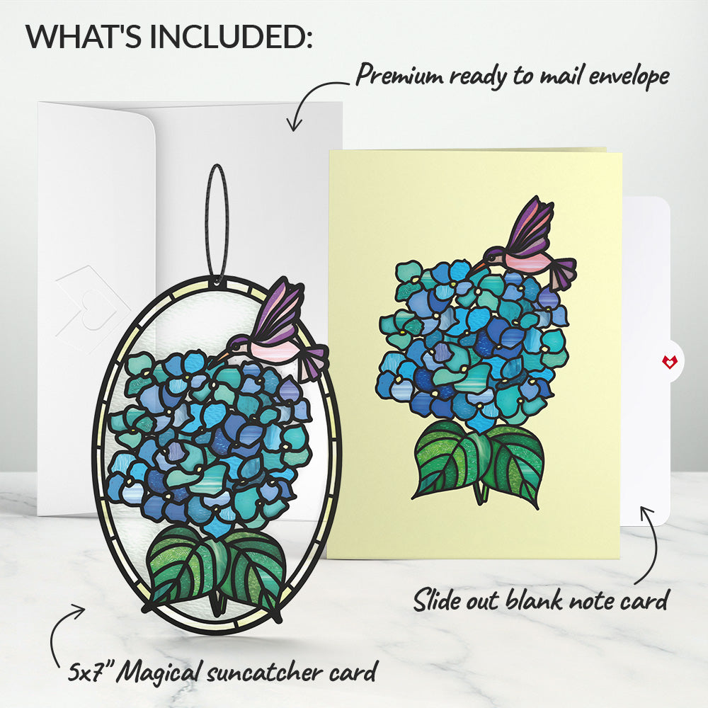 Blooming Hydrangeas Suncatcher Card