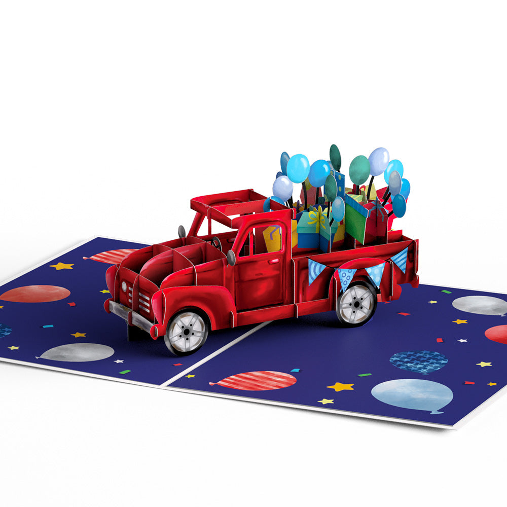 Balloons and Gifts Truck Pop-Up Card