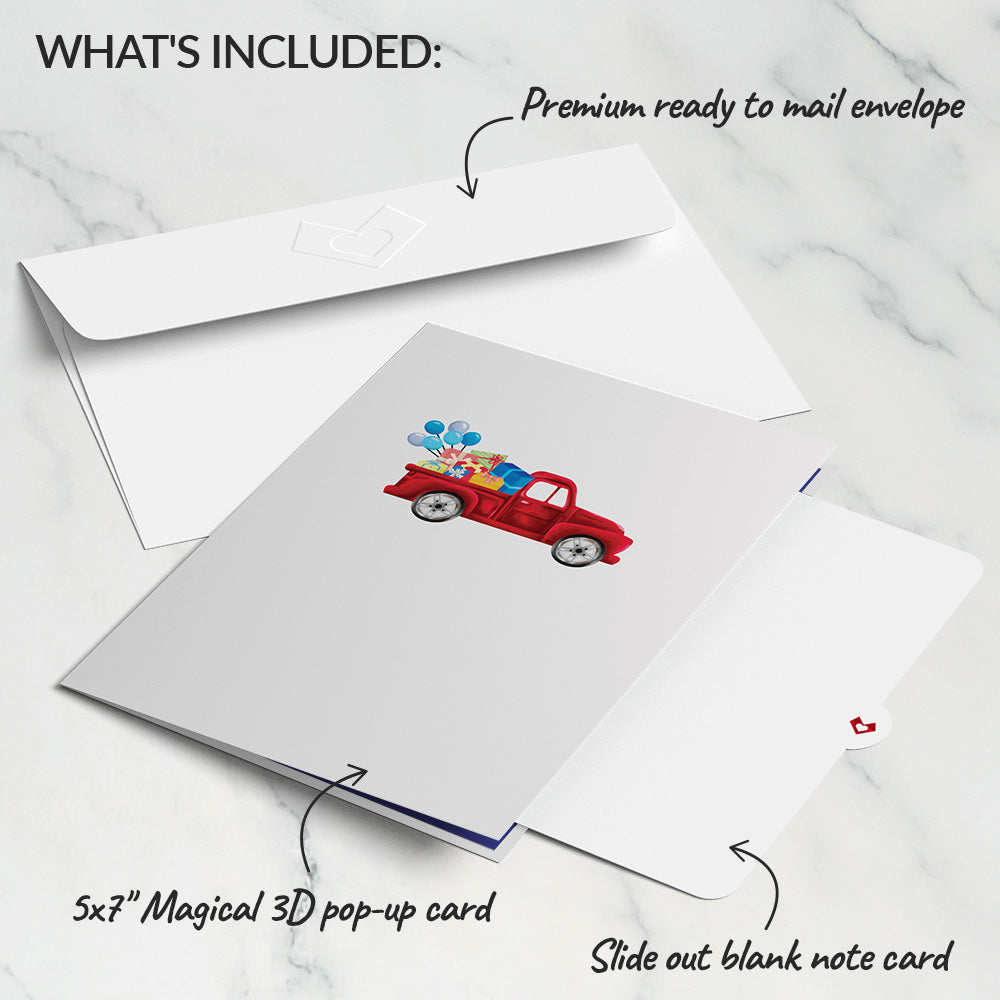 Balloons and Gifts Truck Pop-Up Card