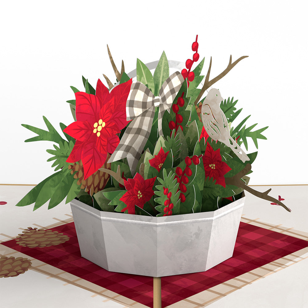 Poinsettia Flower Basket Pop-Up Card