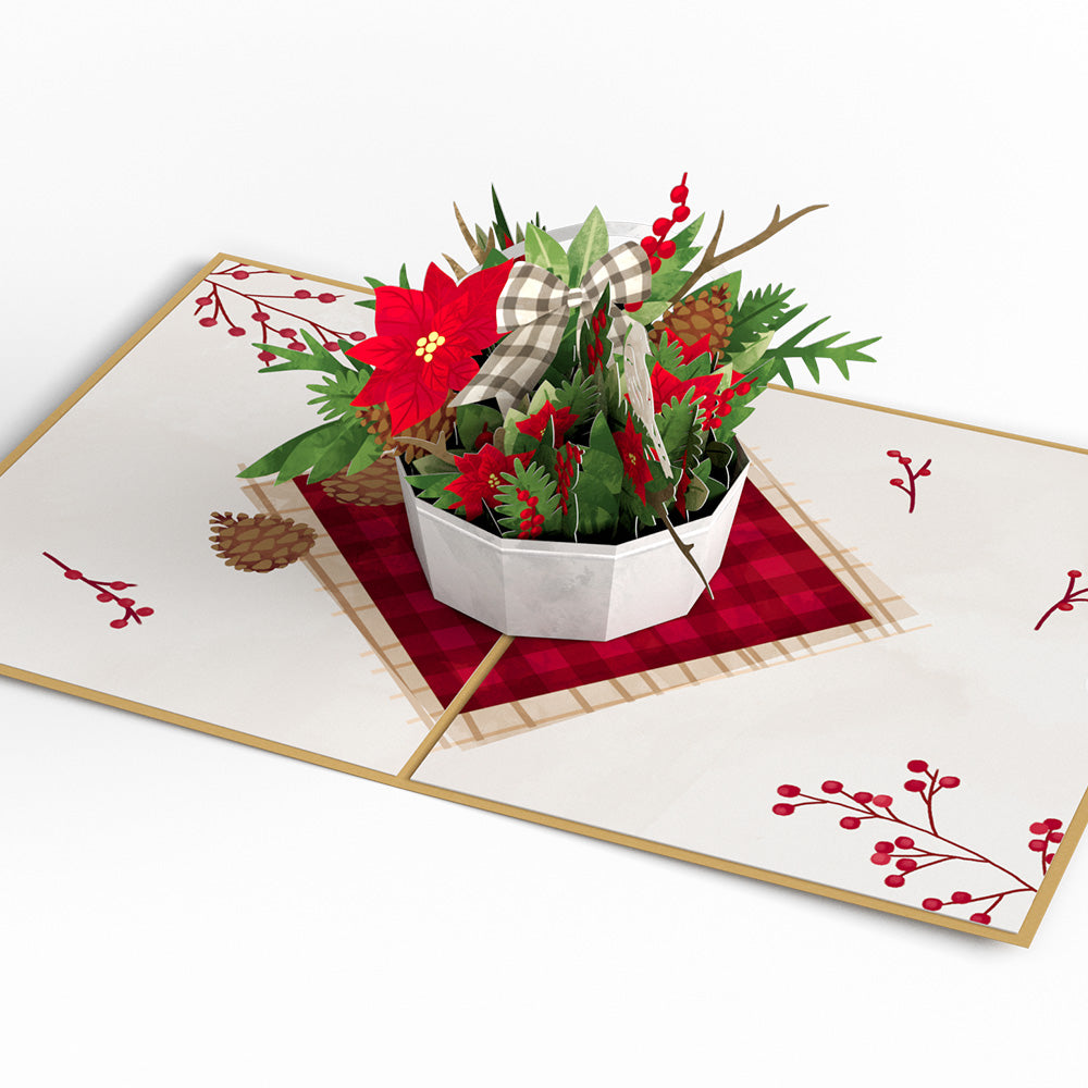 Poinsettia Flower Basket Pop-Up Card