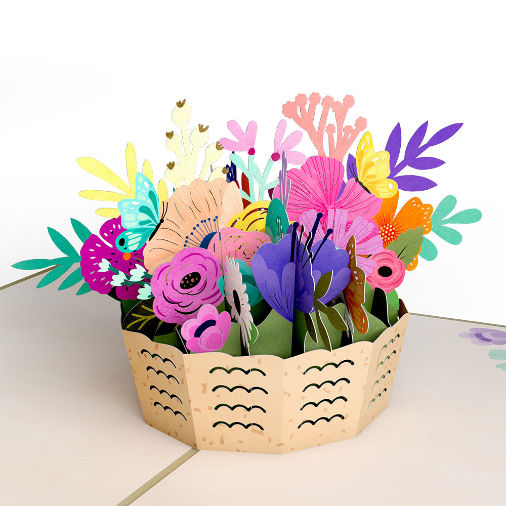 Colorful Blooms Basket Pop-Up Card