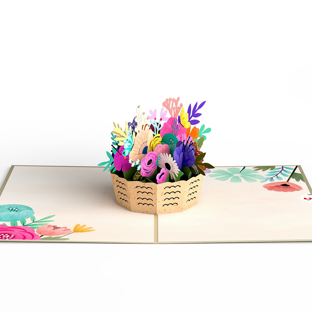 Colorful Blooms Basket Pop-Up Card