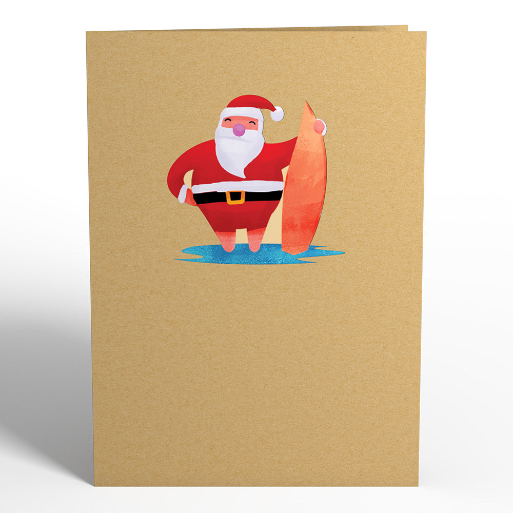 Surfing Santa Pop-Up Card