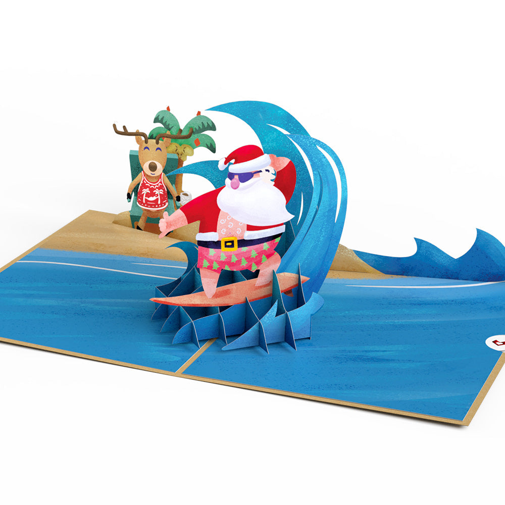 Surfing Santa Pop-Up Card