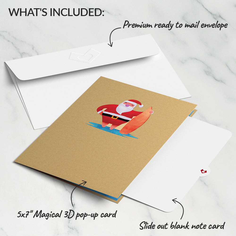 Surfing Santa Pop-Up Card