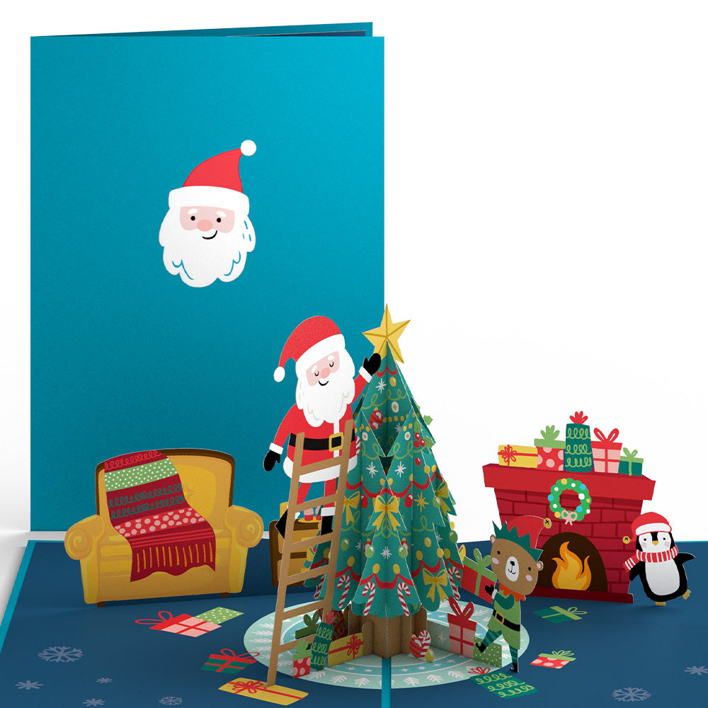 Santa with Christmas Tree Pop-Up Card