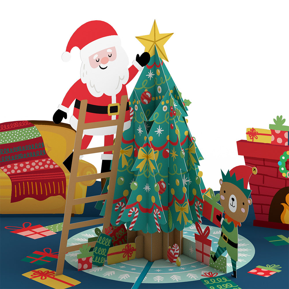 Santa with Christmas Tree Pop-Up Card