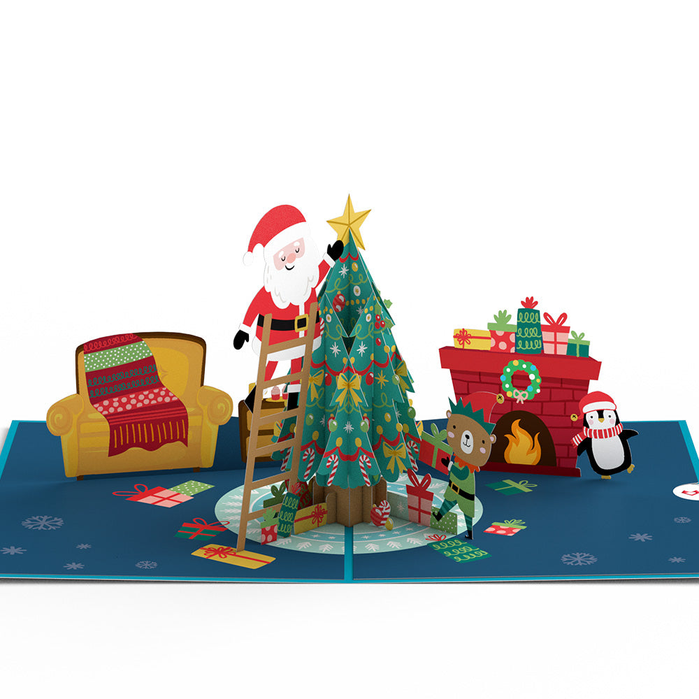 Santa with Christmas Tree Pop-Up Card