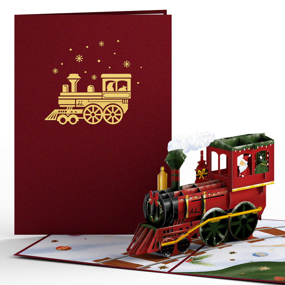 Santa Christmas Train Ride Pop-Up Card