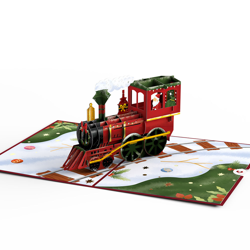 Santa Christmas Train Ride Pop-Up Card