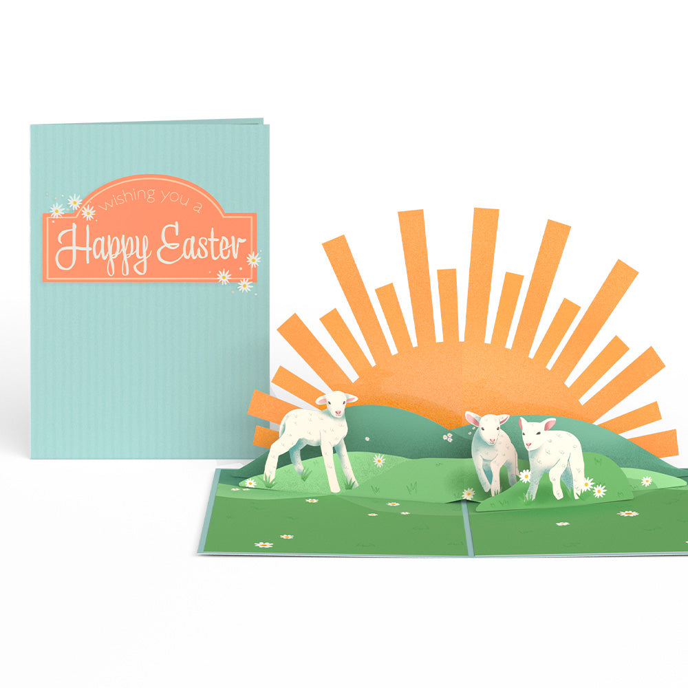 Happy Easter Lambs Pop-Up Card & Bouquet Bundle